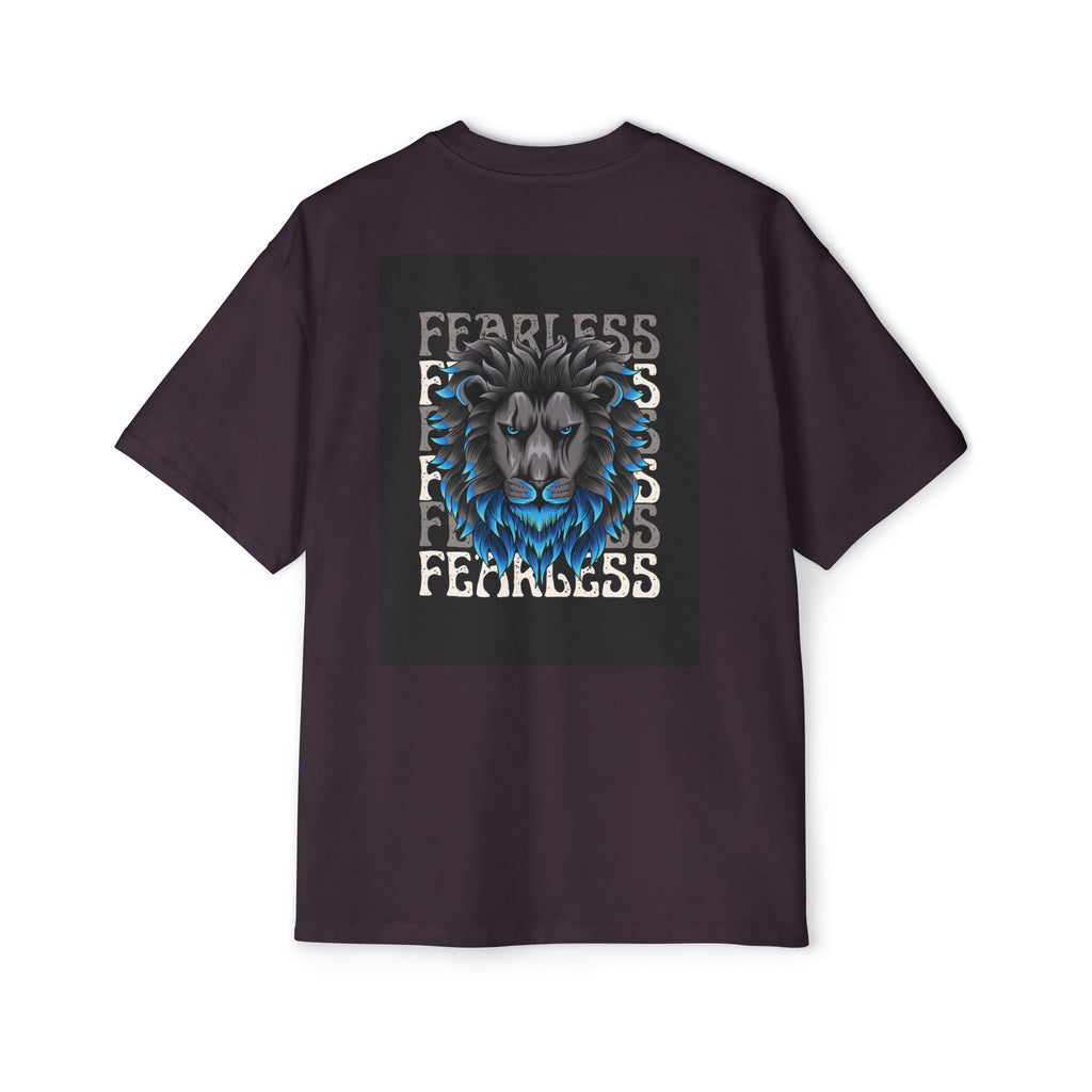 SABAS Fearless Lion Graphic Tee — Men's Oversized Heavy Cotton T‑Shirt