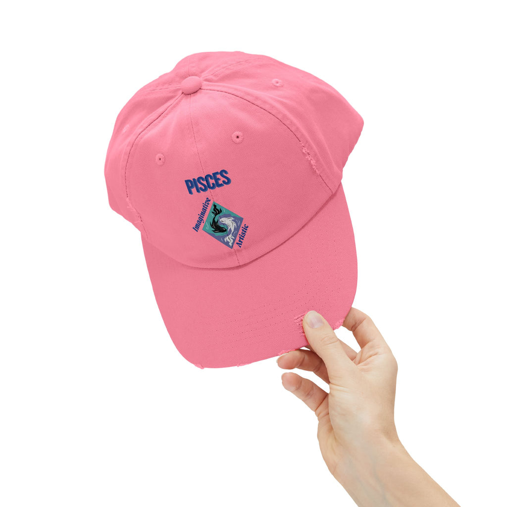 SABAS Pisces Distressed Cap Zodiac Sign Fish Design