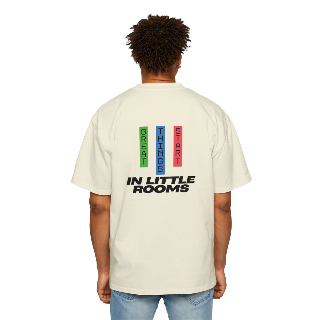 SABAS Oversized T-Shirt — "Great Things Start in Little Rooms" Logo Tee