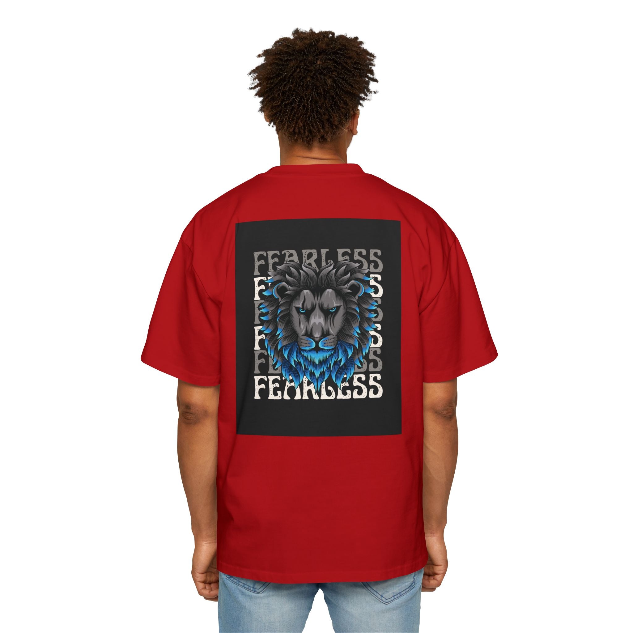 SABAS Fearless Lion Graphic Tee — Men's Oversized Heavy Cotton T‑Shirt