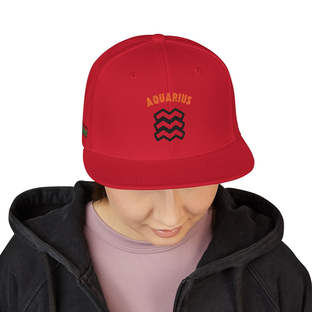SABAS Embroidered Snapback Hat - Aquarius Zodiac Sign