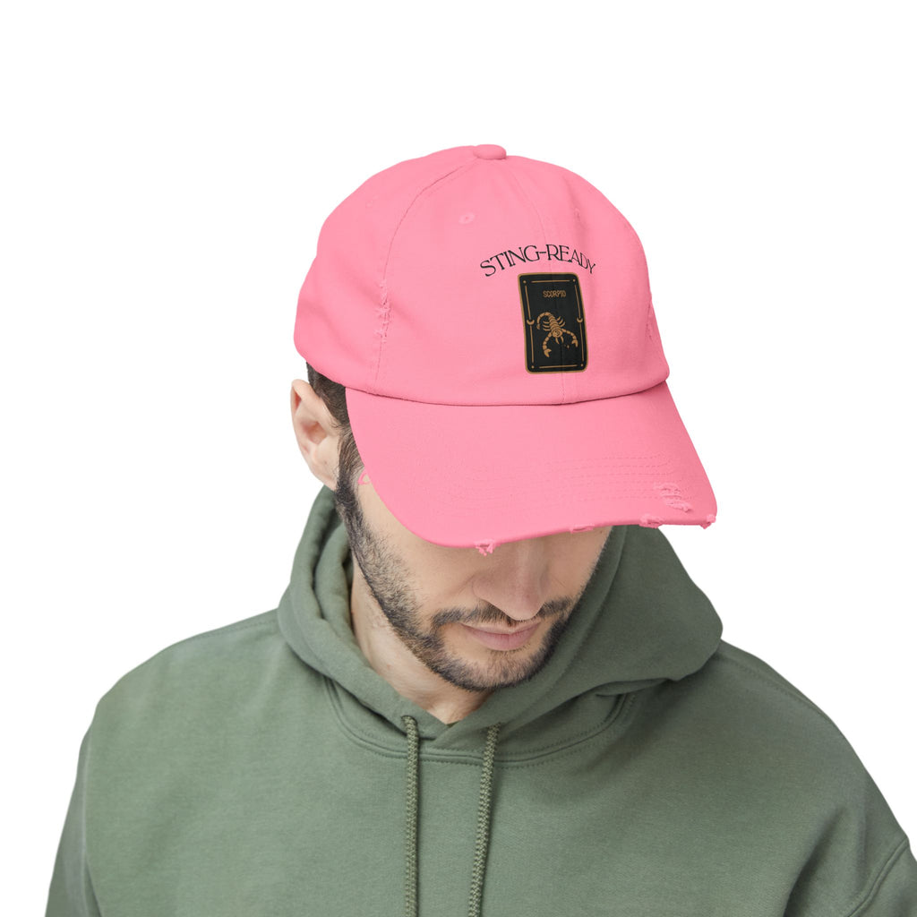 SABAS Scorpio Zodiac Design Sting-Ready Distressed Cap