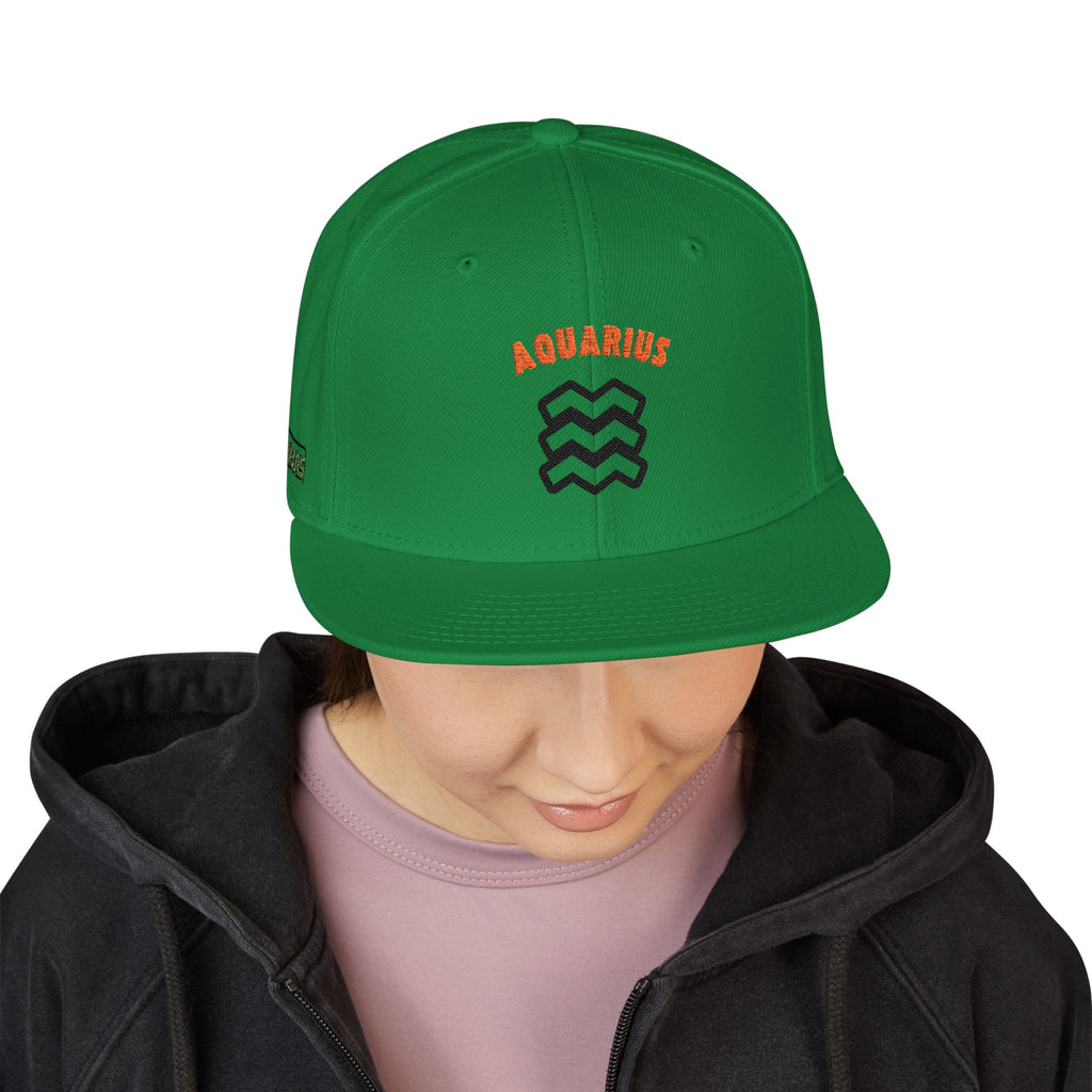 SABAS Embroidered Snapback Hat - Aquarius Zodiac Sign