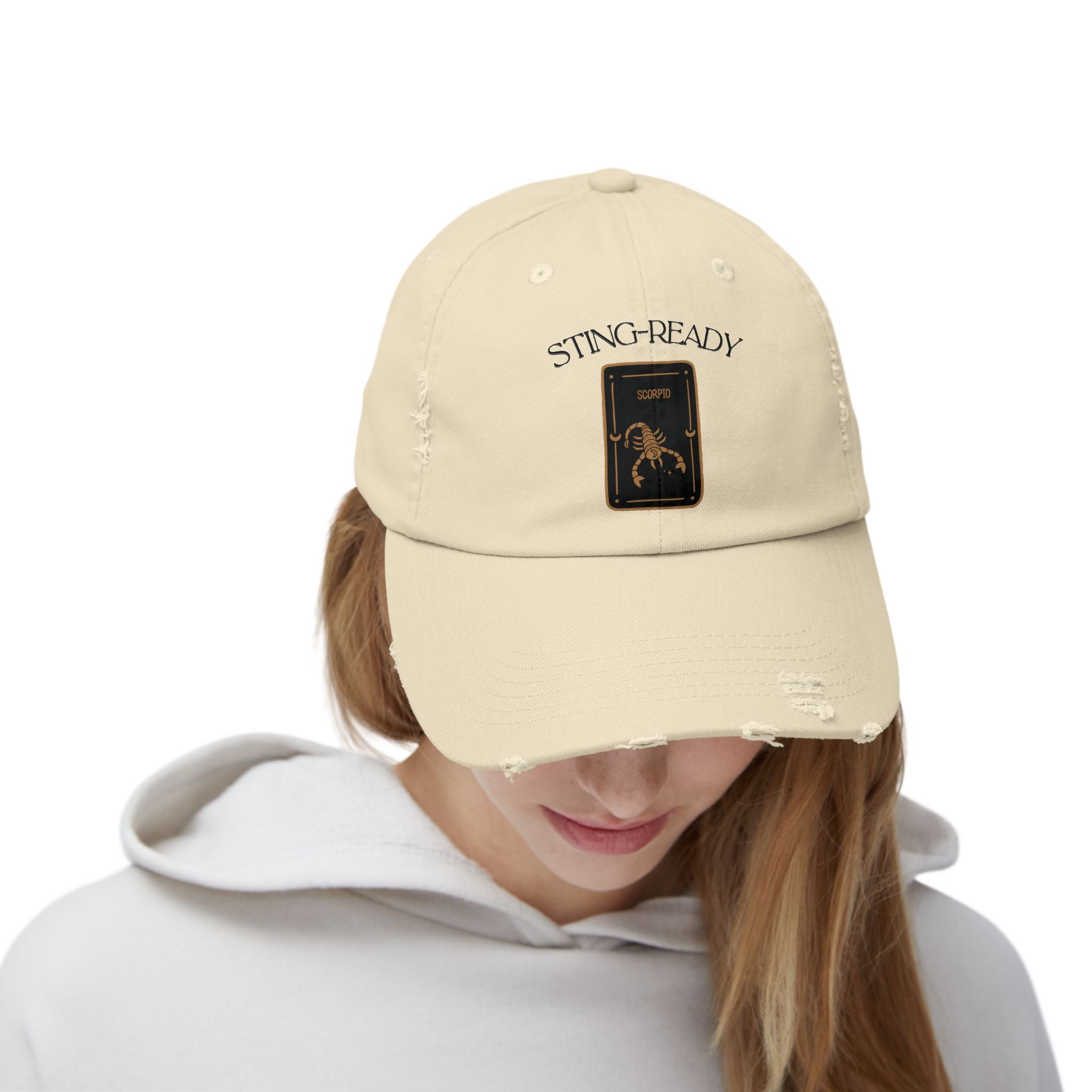 SABAS Scorpio Zodiac Design Sting-Ready Distressed Cap