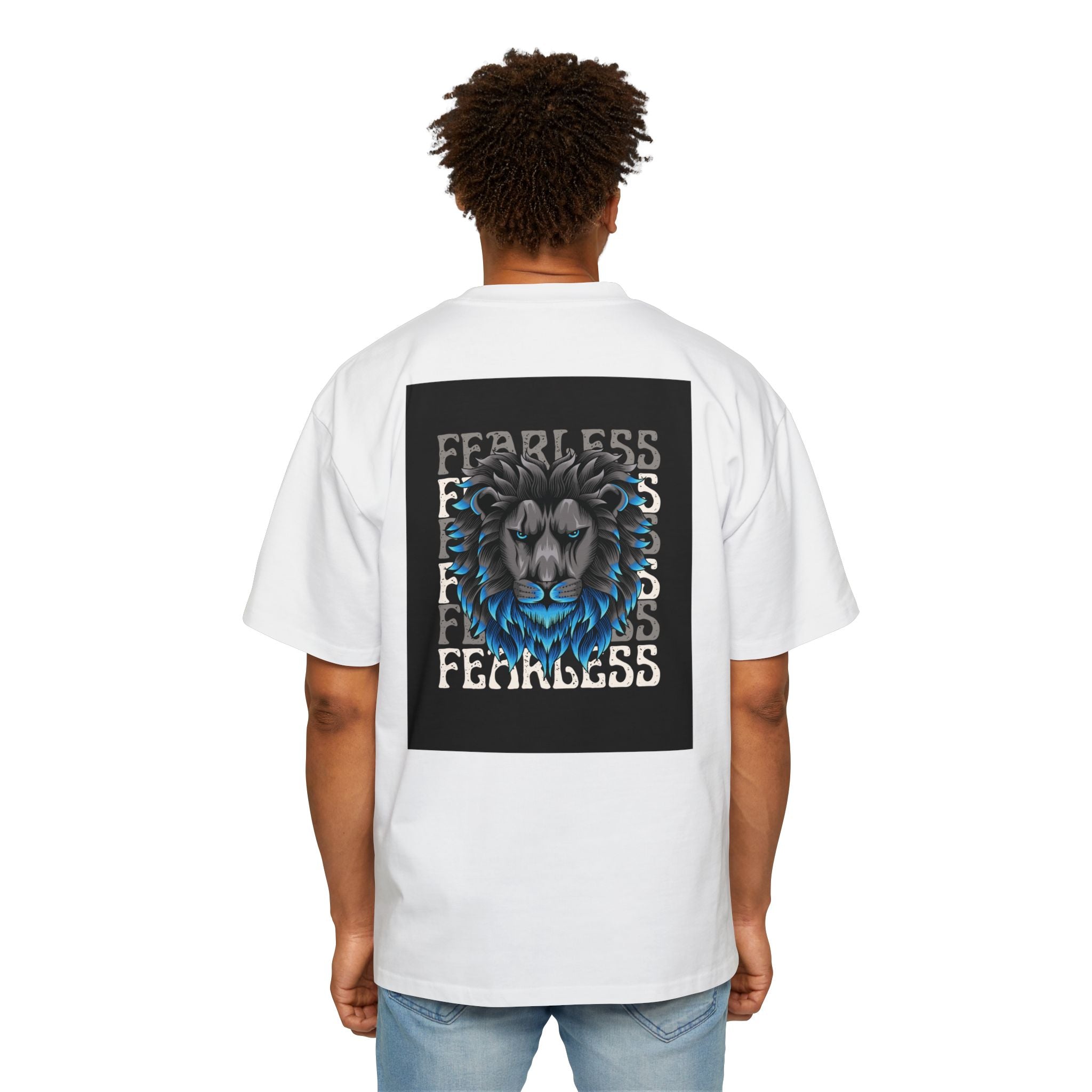 SABAS Fearless Lion Graphic Tee — Men's Oversized Heavy Cotton T‑Shirt