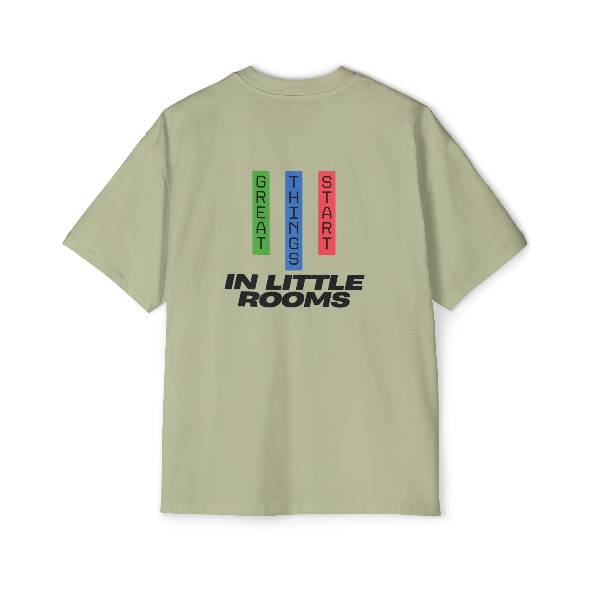 SABAS Oversized T-Shirt — "Great Things Start in Little Rooms" Logo Tee