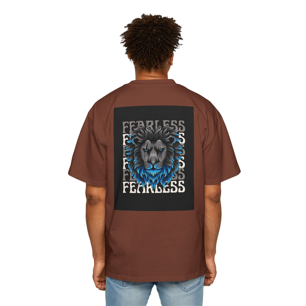 SABAS Fearless Lion Graphic Tee — Men's Oversized Heavy Cotton T‑Shirt