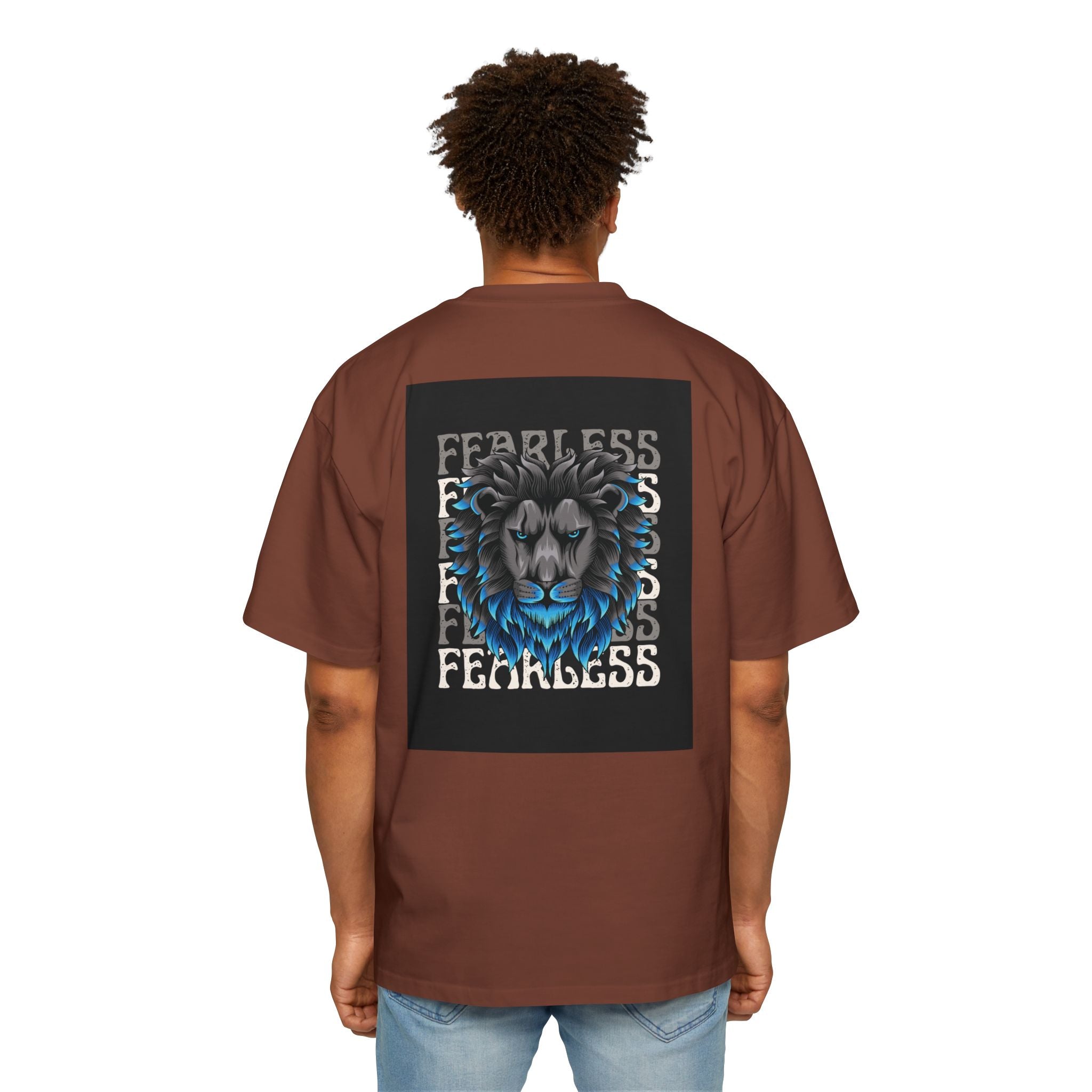 SABAS Fearless Lion Graphic Tee — Men's Oversized Heavy Cotton T‑Shirt