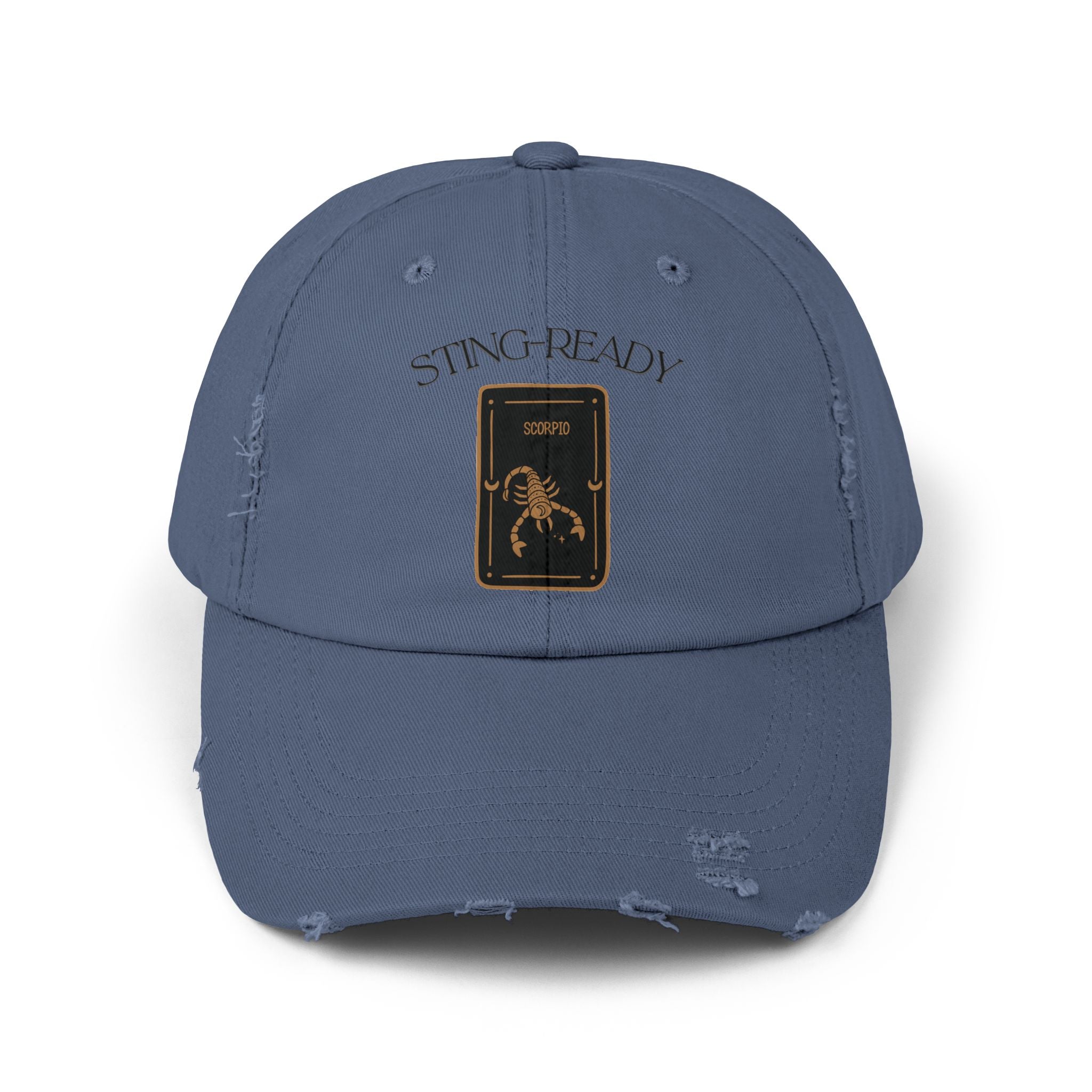 SABAS Scorpio Zodiac Design Sting-Ready Distressed Cap