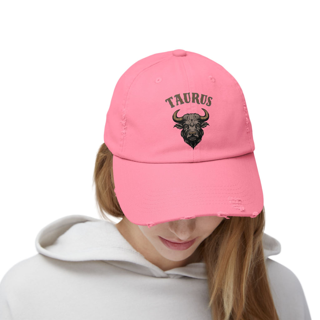 SABAS Taurus Distressed Cap - Zodiac Sign Bull Hat