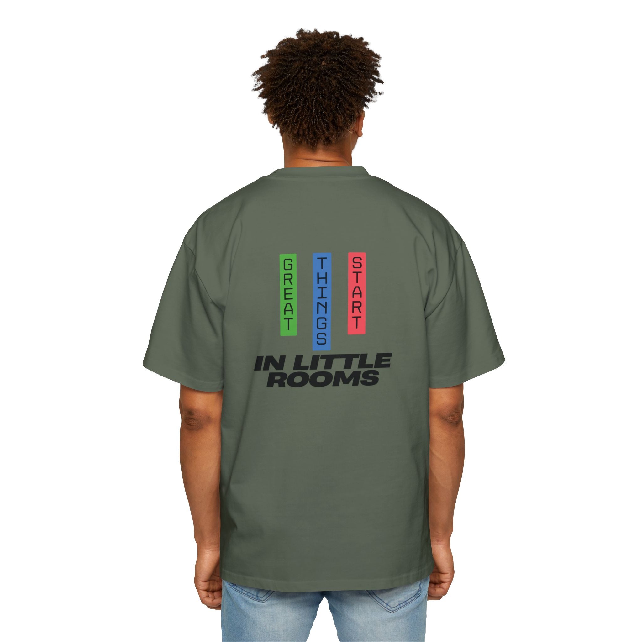 SABAS Oversized T-Shirt — "Great Things Start in Little Rooms" Logo Tee