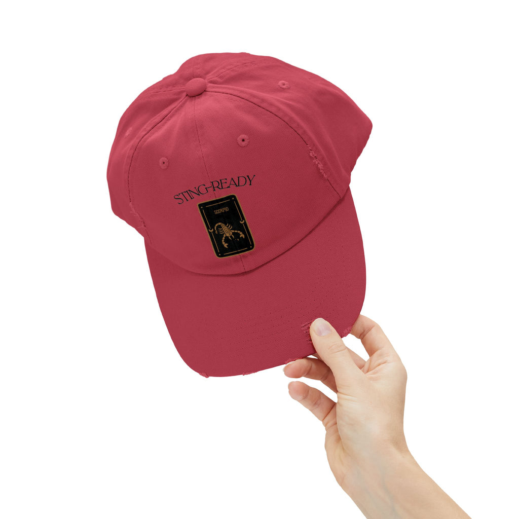 SABAS Scorpio Zodiac Design Sting-Ready Distressed Cap