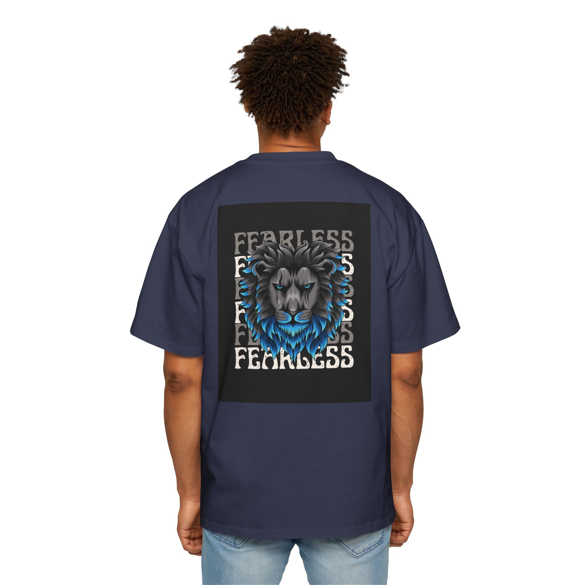 SABAS Fearless Lion Graphic Tee — Men's Oversized Heavy Cotton T‑Shirt