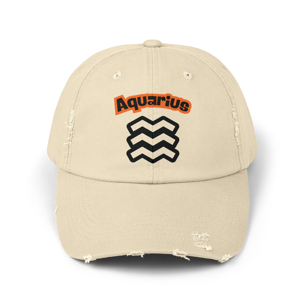 SABAS Aquarius Zodiac Sign Distressed Stone Color Cap