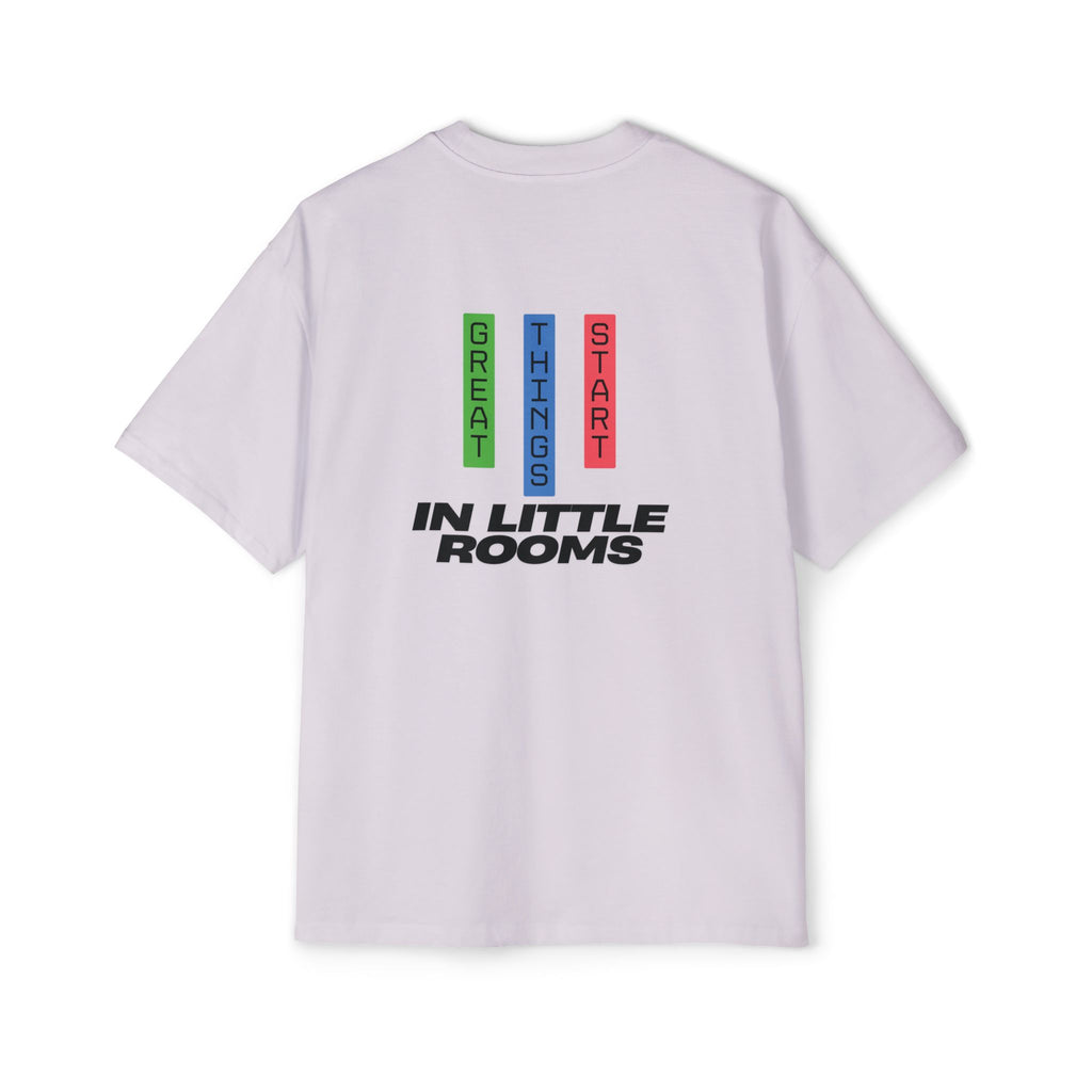 SABAS Oversized T-Shirt — "Great Things Start in Little Rooms" Logo Tee