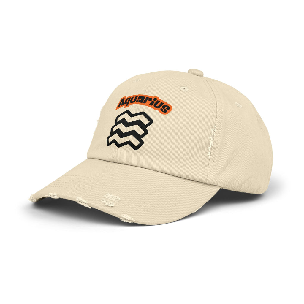 SABAS Aquarius Zodiac Sign Distressed Stone Color Cap