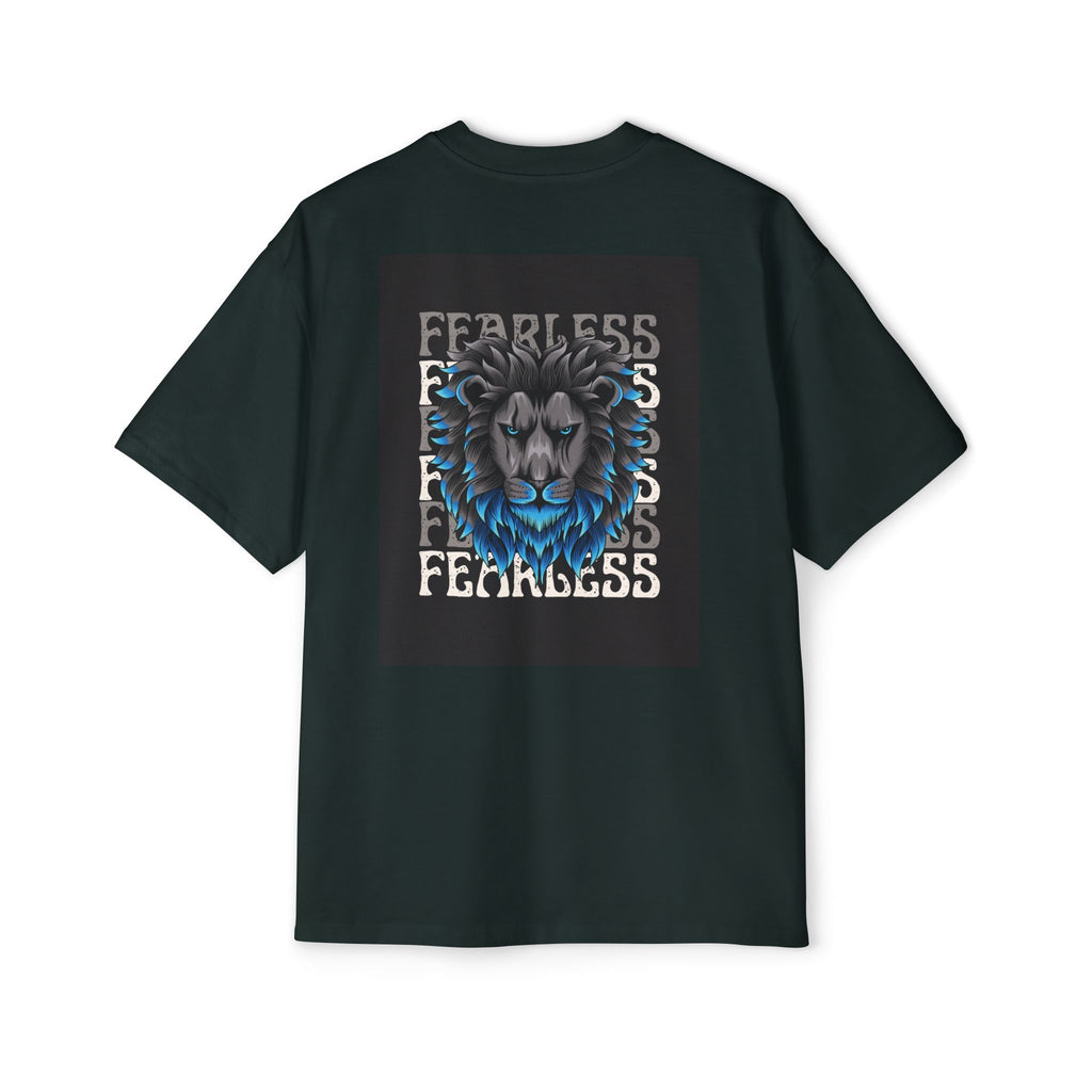 SABAS Fearless Lion Graphic Tee — Men's Oversized Heavy Cotton T‑Shirt
