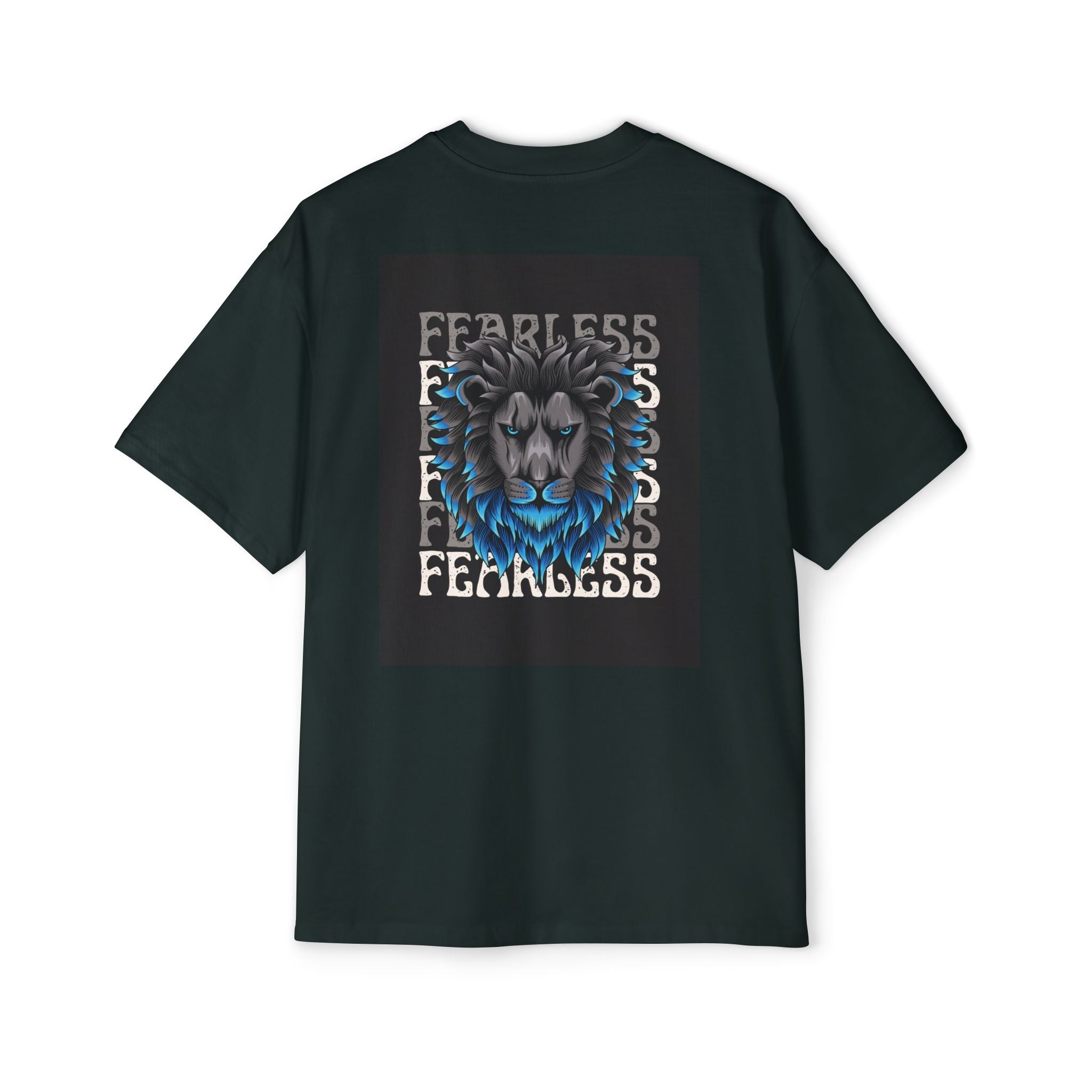SABAS Fearless Lion Graphic Tee — Men's Oversized Heavy Cotton T‑Shirt