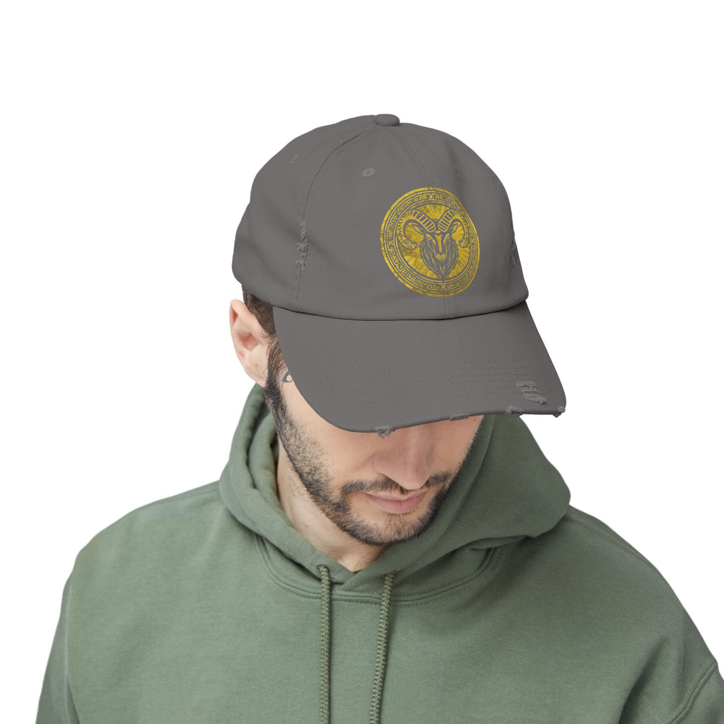 SABAS Capricorn Zodiac Sign Distressed Cap