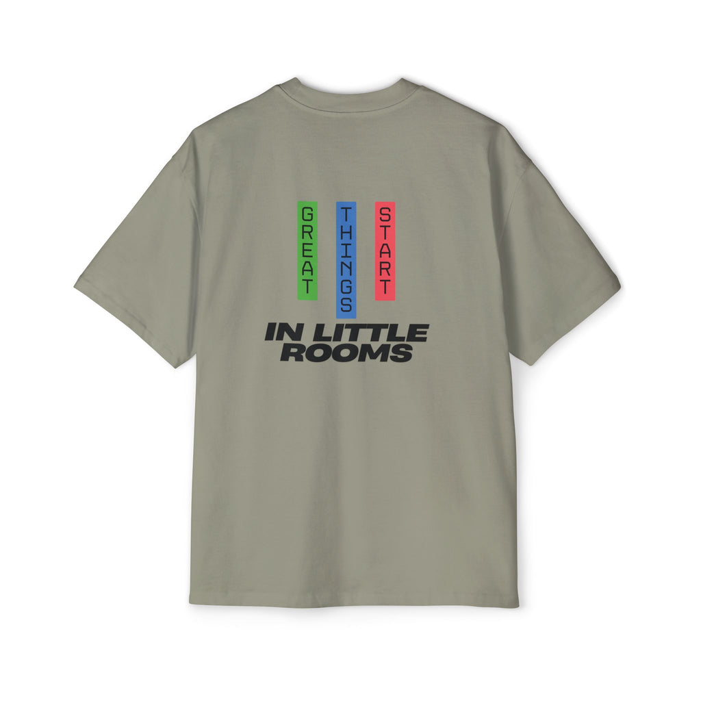 SABAS Oversized T-Shirt — "Great Things Start in Little Rooms" Logo Tee