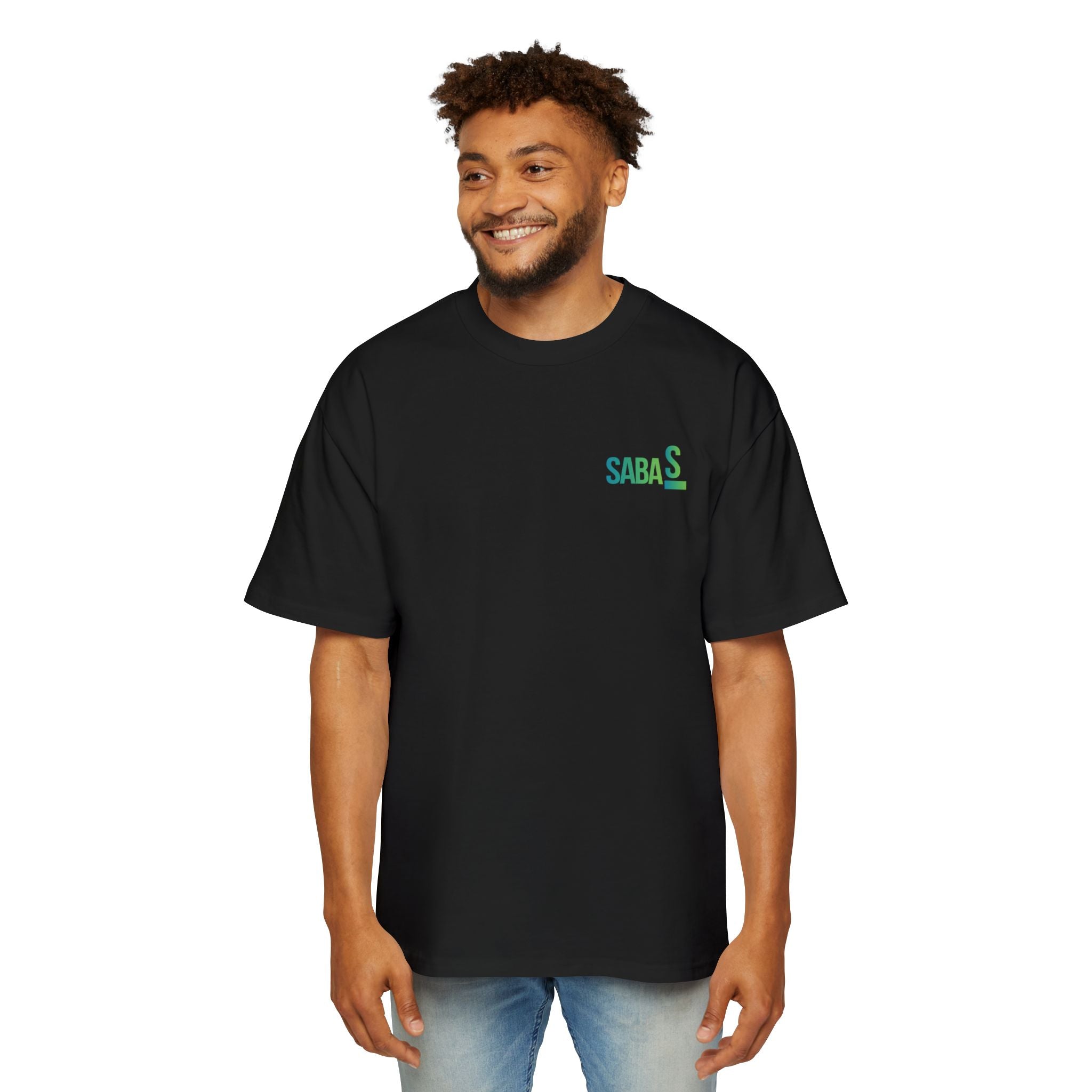 SABAS Fearless Lion Graphic Tee — Men's Oversized Heavy Cotton T‑Shirt