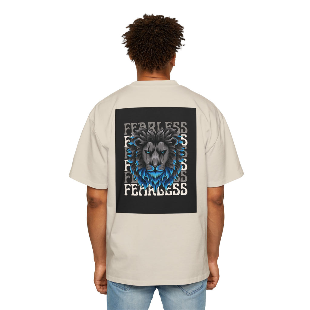SABAS Fearless Lion Graphic Tee — Men's Oversized Heavy Cotton T‑Shirt