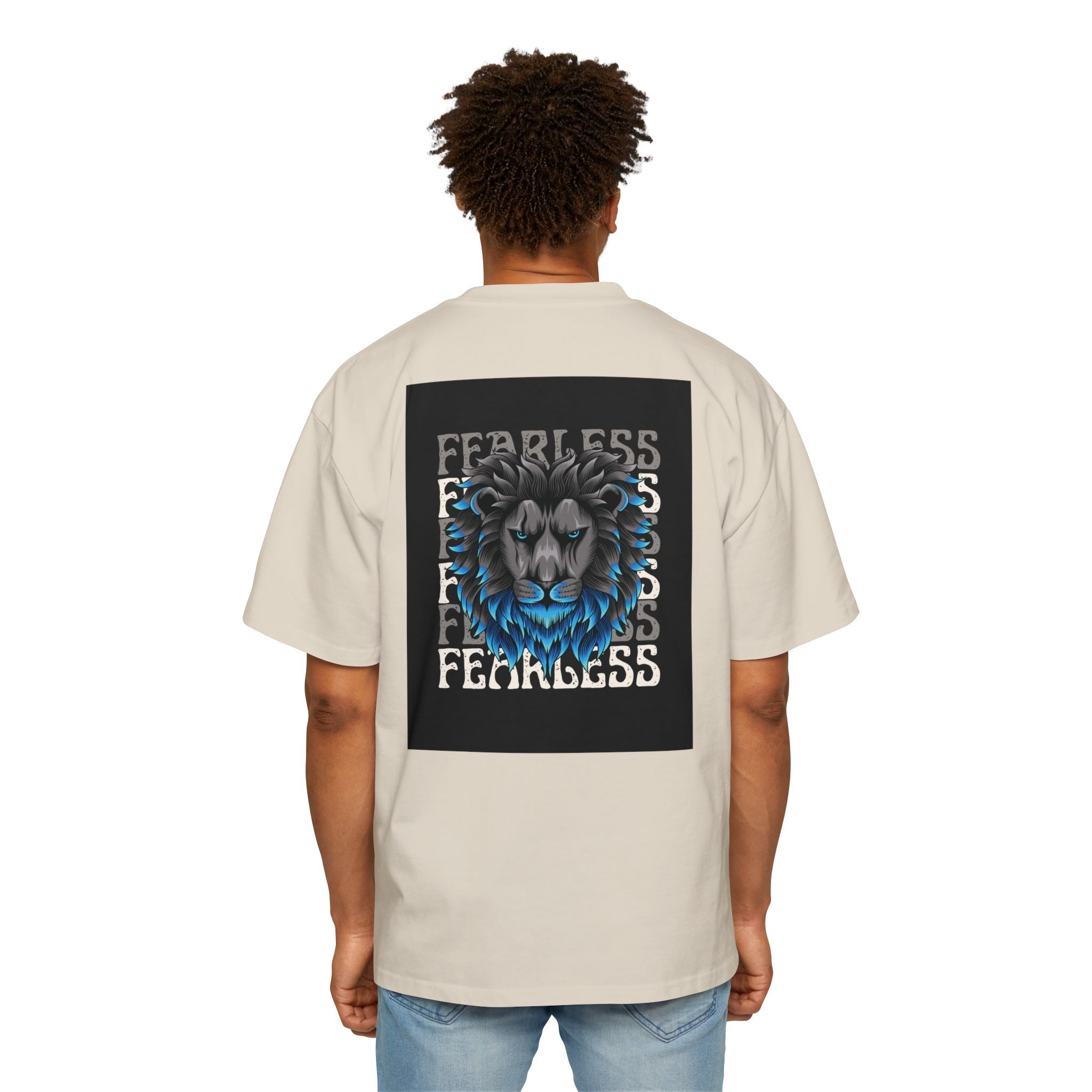 SABAS Fearless Lion Graphic Tee — Men's Oversized Heavy Cotton T‑Shirt