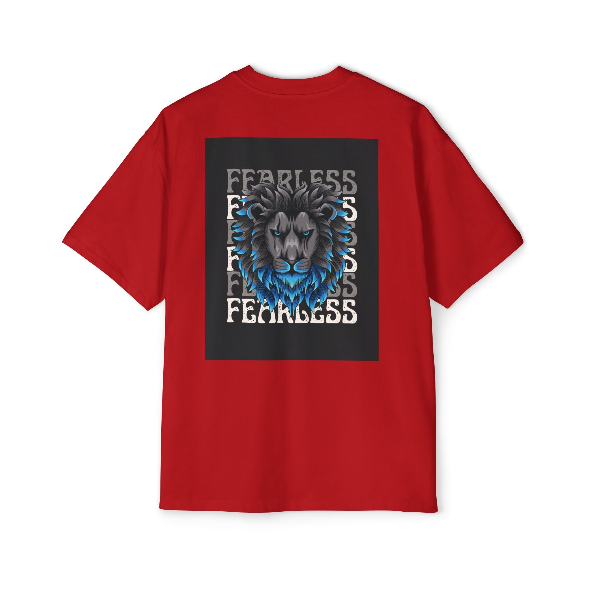 SABAS Fearless Lion Graphic Tee — Men's Oversized Heavy Cotton T‑Shirt