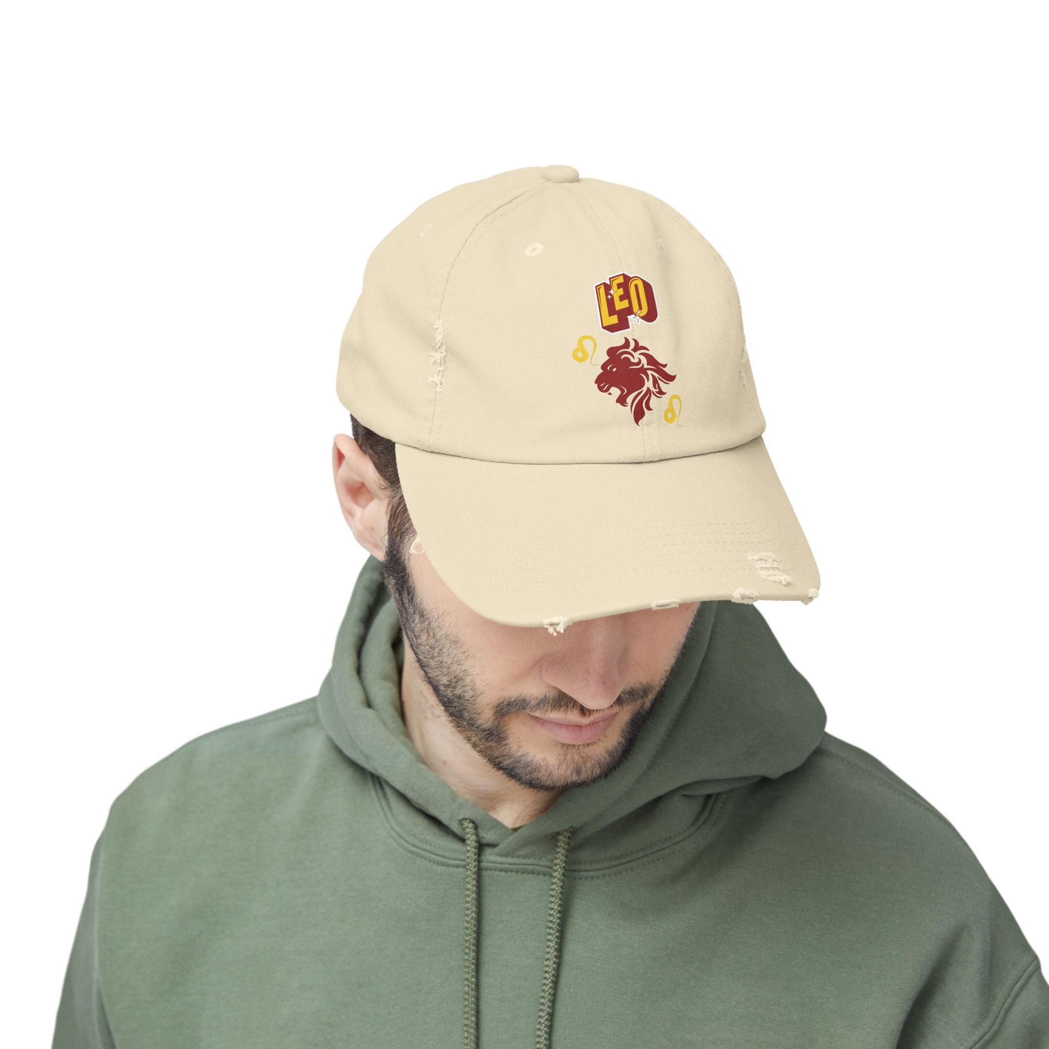 SABAS Leo Zodic Sign Unisex Distressed Stone Color Cap