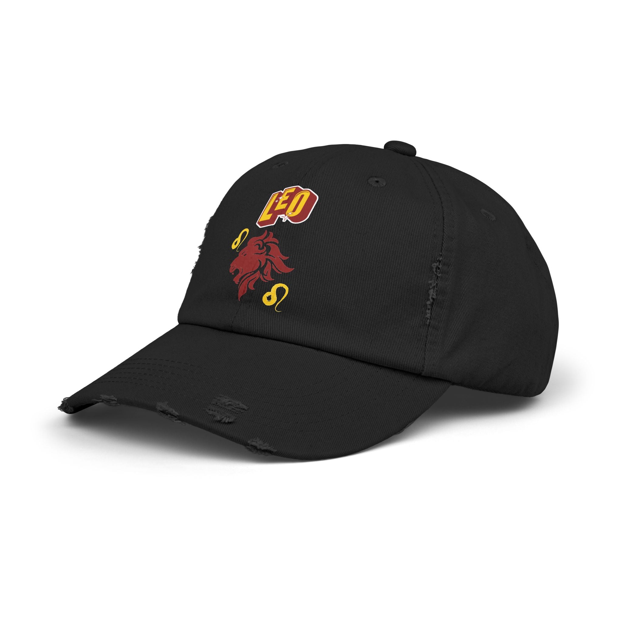SABAS Leo Zodiac Sign Distressed Cap — Black Color Hat