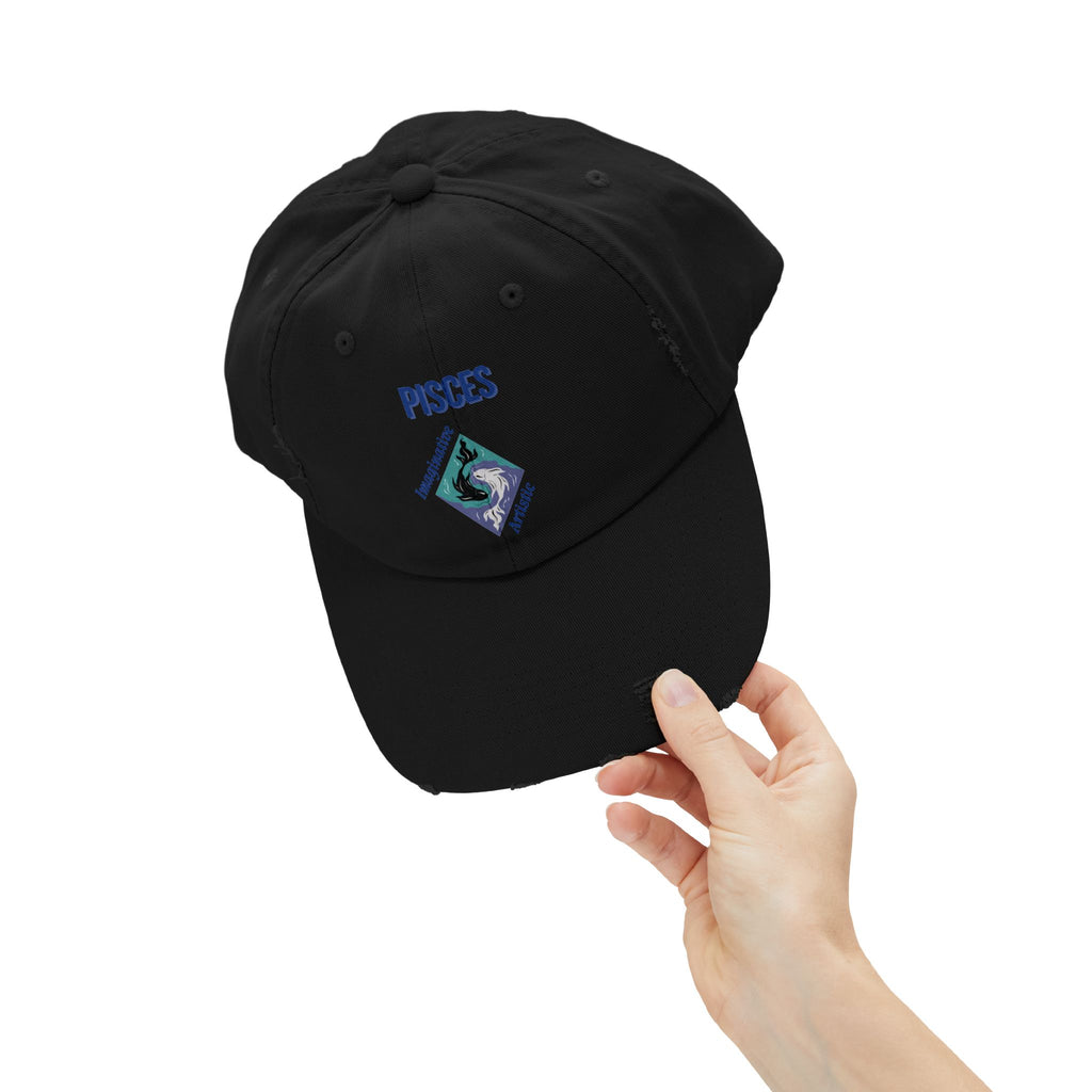 SABAS Pisces Distressed Cap Zodiac Sign Fish Design