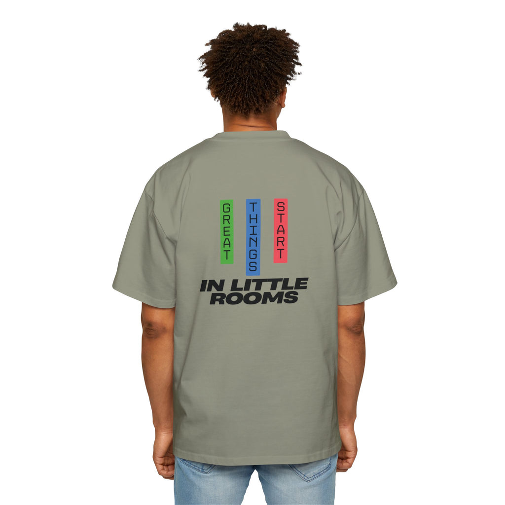 SABAS Oversized T-Shirt — "Great Things Start in Little Rooms" Logo Tee