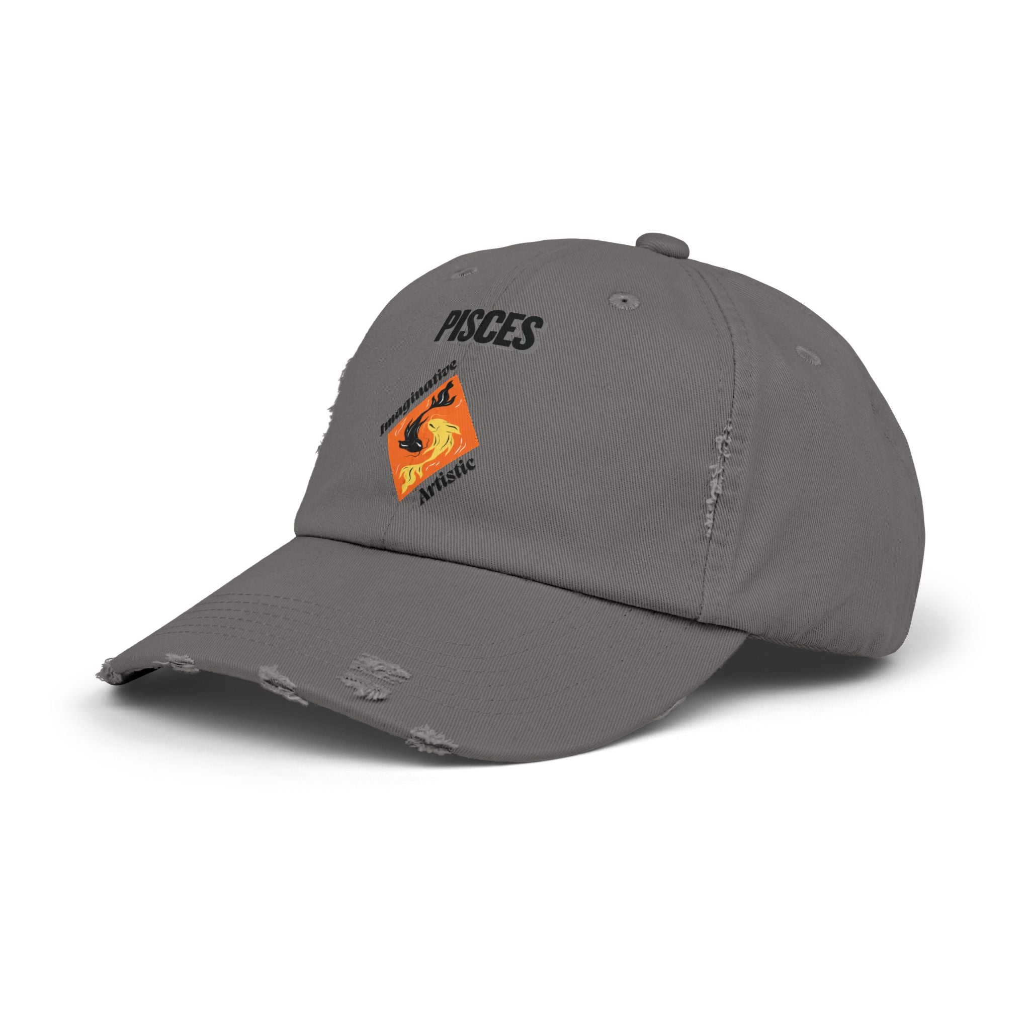 SABAS Pisces Zodiac Sign Distressed Cap Fish Horoscope DTF Hat