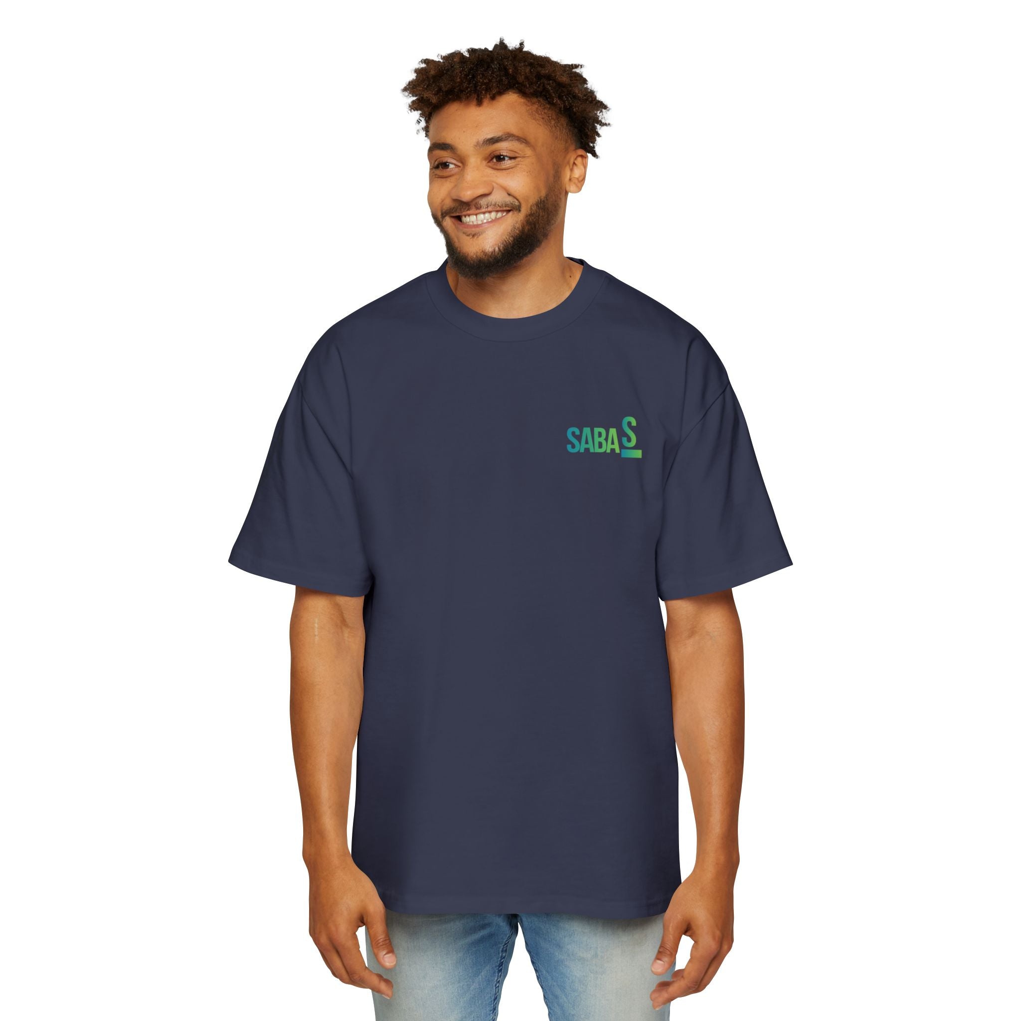 SABAS Fearless Lion Graphic Tee — Men's Oversized Heavy Cotton T‑Shirt
