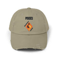 SABAS Pisces Zodiac Sign Distressed Cap Fish Horoscope DTF Hat