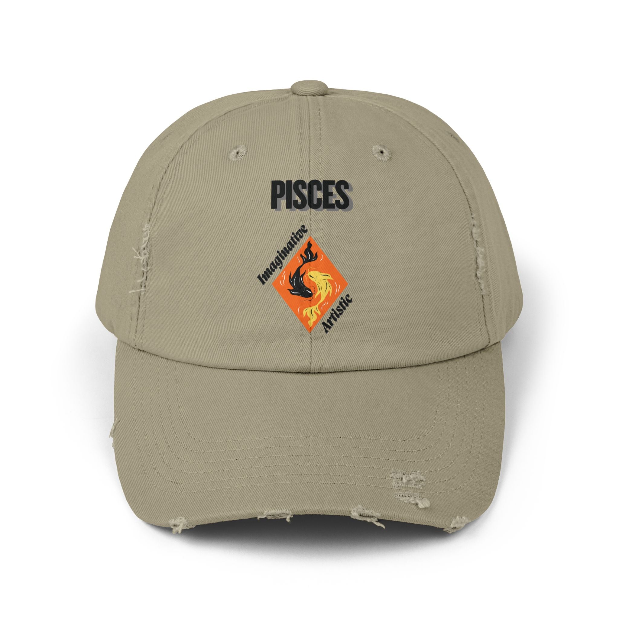 SABAS Pisces Zodiac Sign Distressed Cap Fish Horoscope DTF Hat