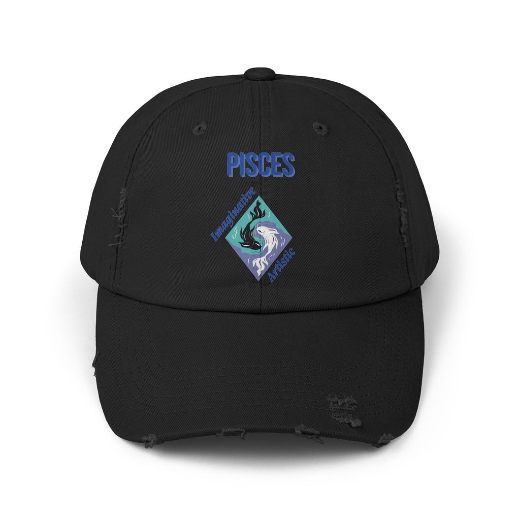 SABAS Pisces Distressed Cap Zodiac Sign Fish Design