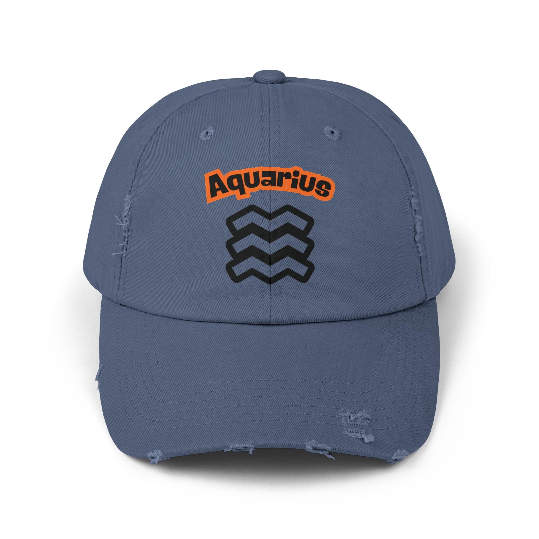 SABAS Aquarius Zodiac Sign Distressed Scotland Blue Cap — Zodiac Hat