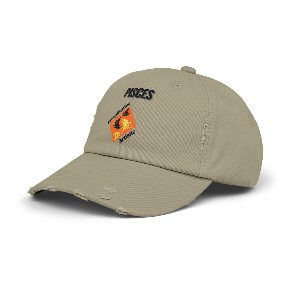 SABAS Pisces Zodiac Sign Distressed Cap Fish Horoscope DTF Hat