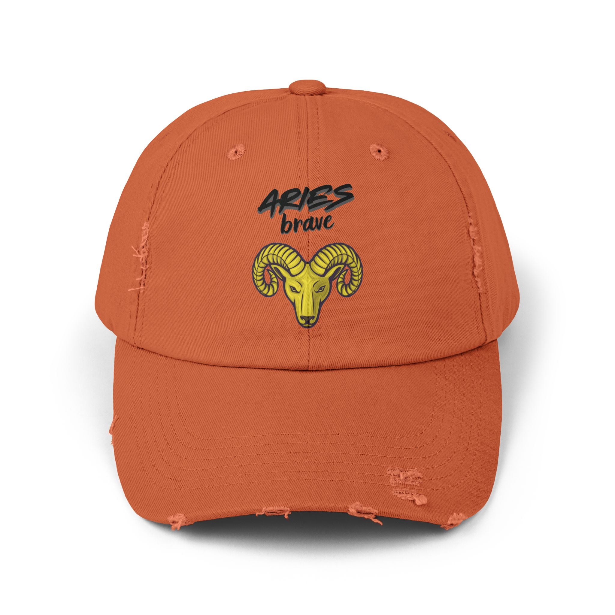 SABAS Aries Zodiac Sign Unisex Distressed Orange Cap