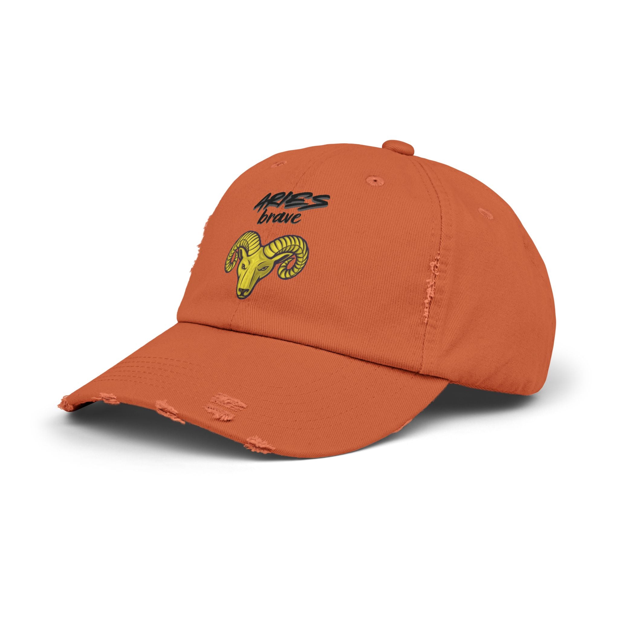 SABAS Aries Zodiac Sign Unisex Distressed Orange Cap