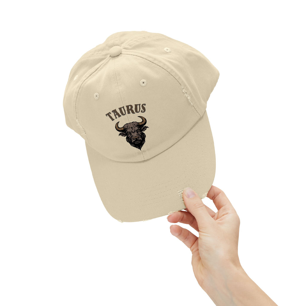 SABAS Taurus Distressed Cap - Zodiac Sign Bull Hat