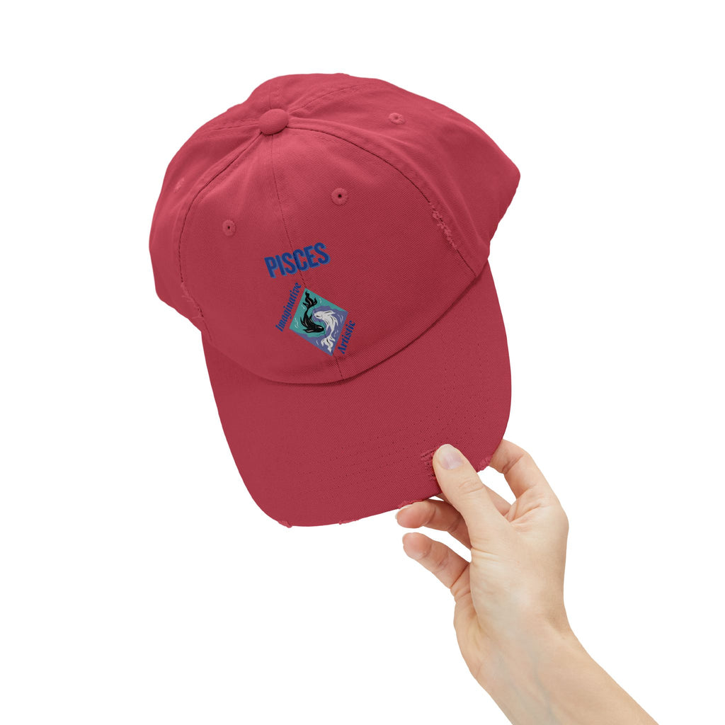 SABAS Pisces Distressed Cap Zodiac Sign Fish Design