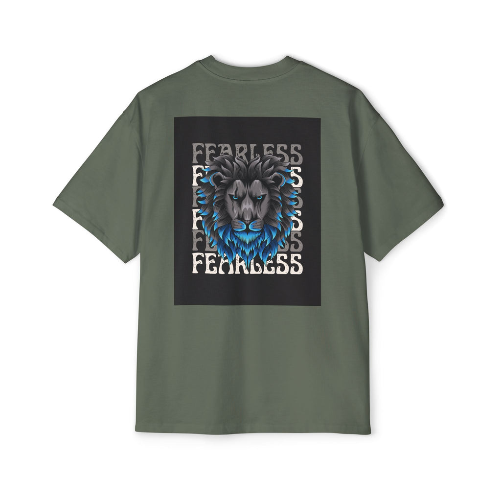 SABAS Fearless Lion Graphic Tee — Men's Oversized Heavy Cotton T‑Shirt