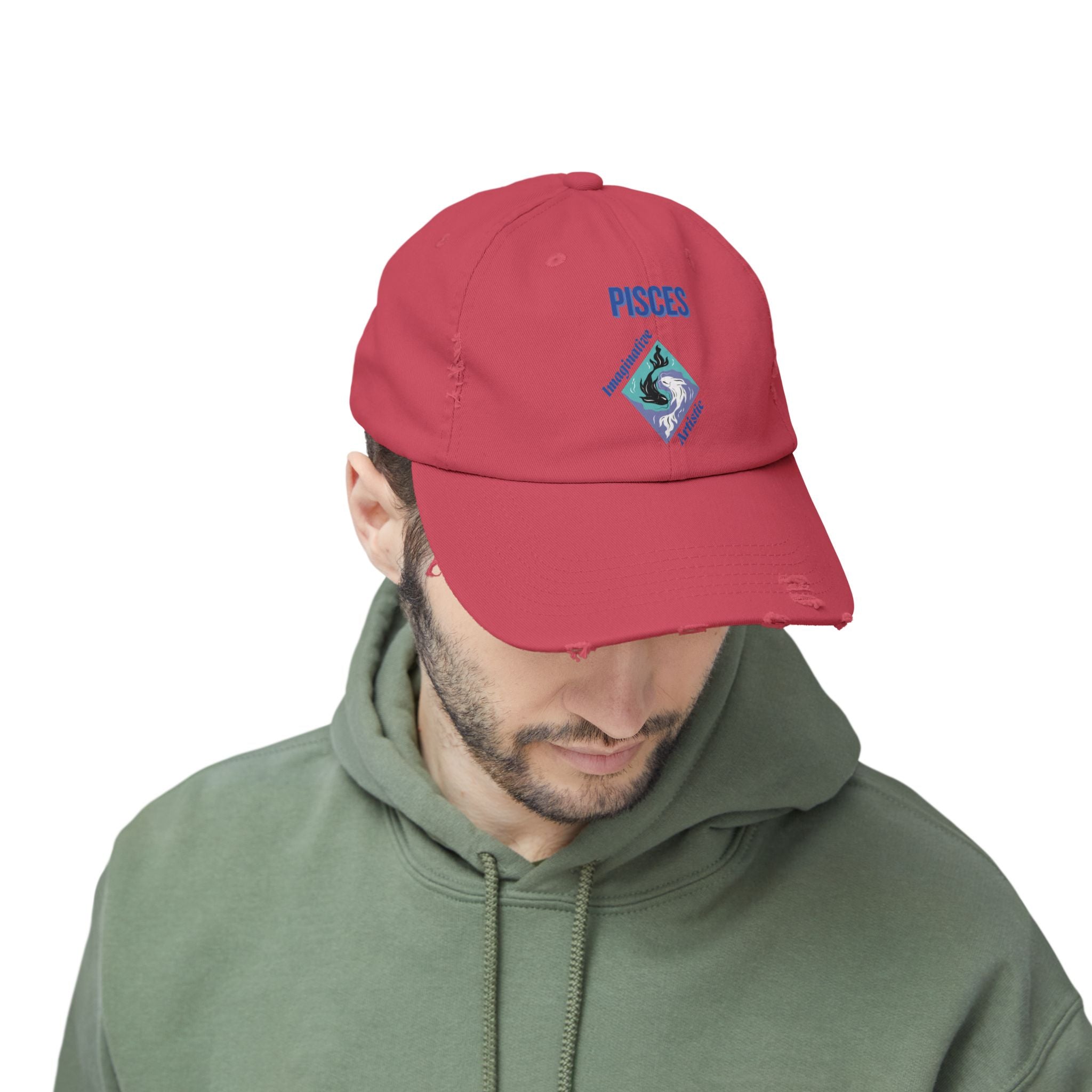 SABAS Pisces Distressed Cap Zodiac Sign Fish Design