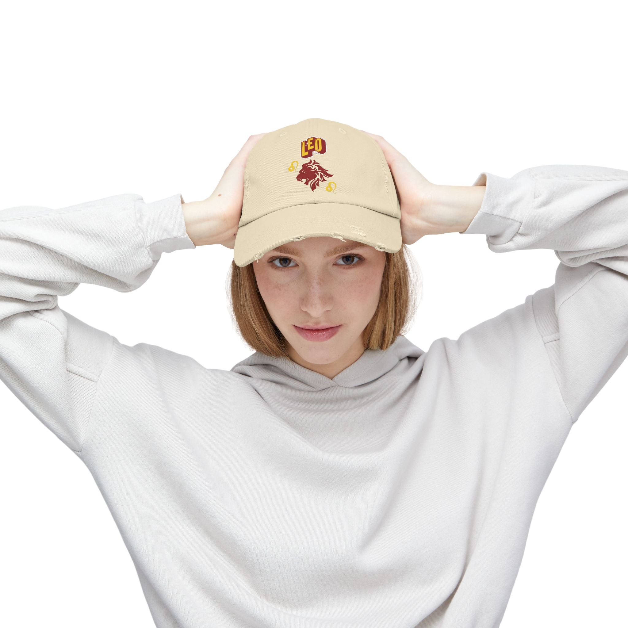 SABAS Leo Zodic Sign Unisex Distressed Stone Color Cap