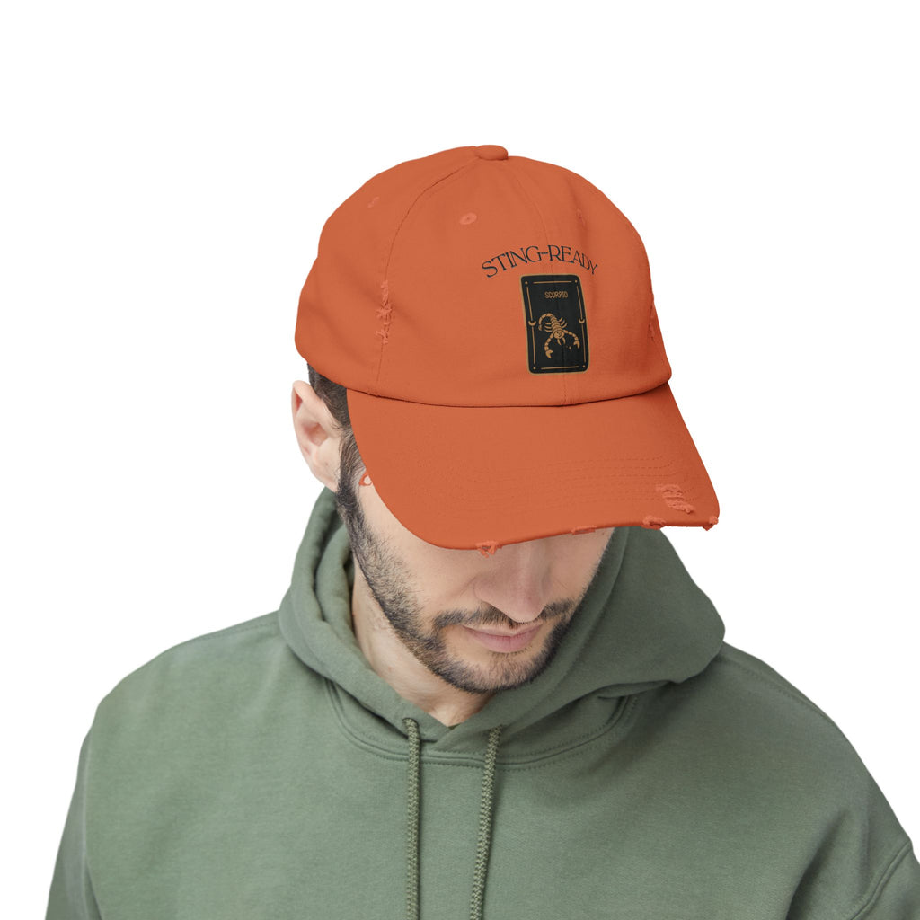 SABAS Scorpio Zodiac Design Sting-Ready Distressed Cap