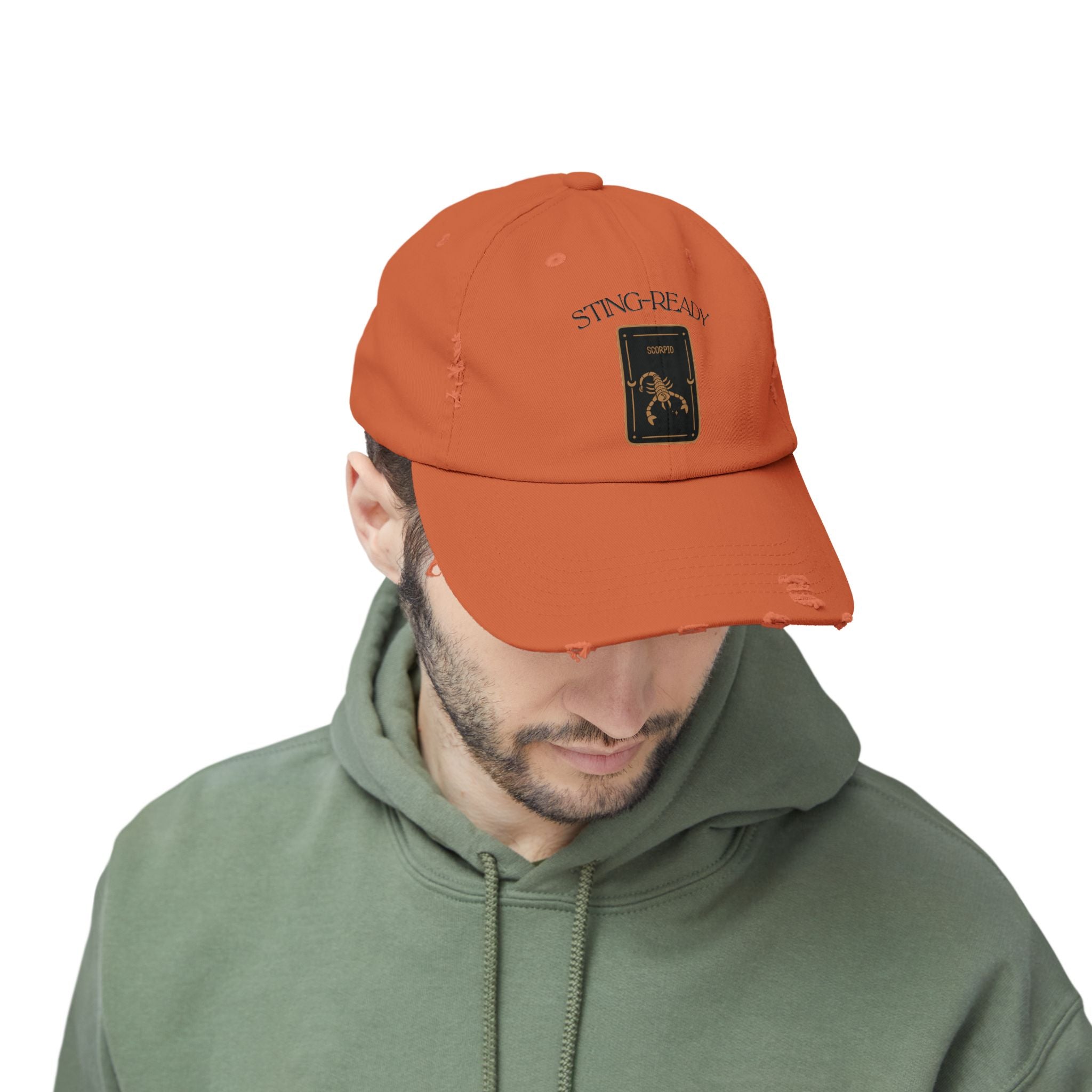 SABAS Scorpio Zodiac Design Sting-Ready Distressed Cap