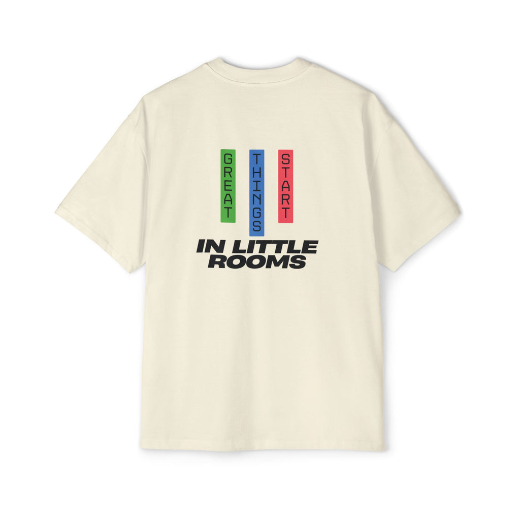 SABAS Oversized T-Shirt — "Great Things Start in Little Rooms" Logo Tee