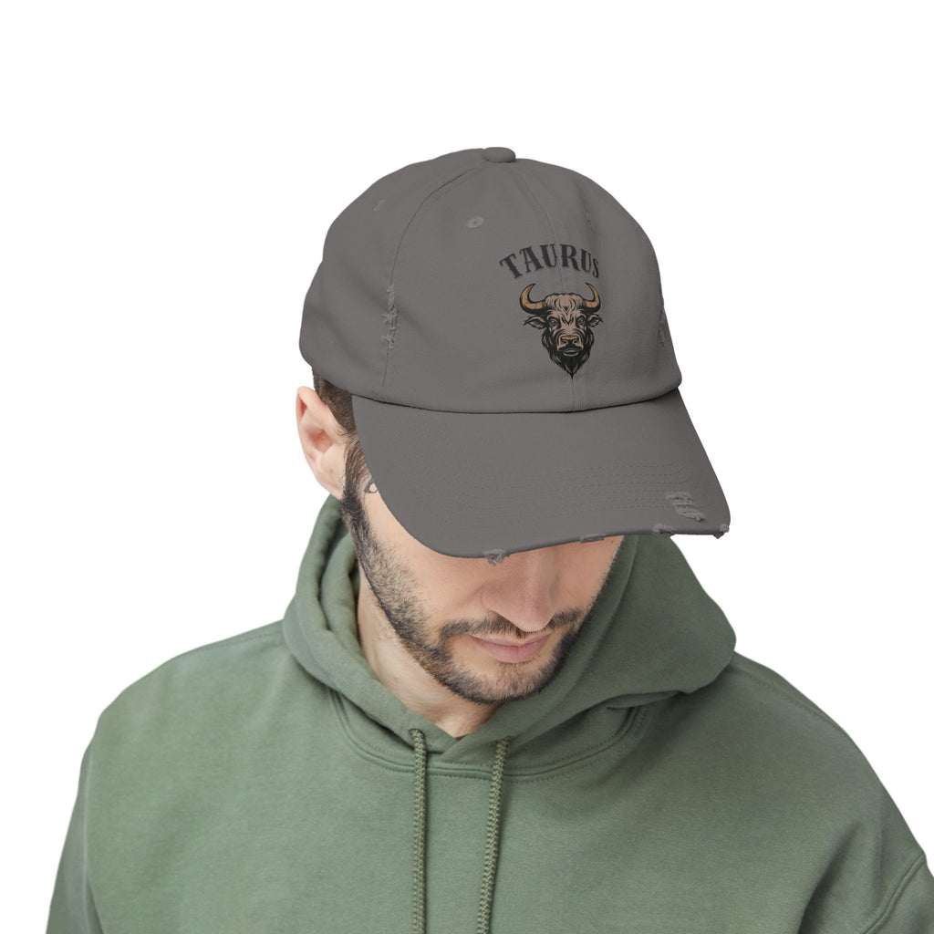 SABAS Taurus Zodiac Sign Distressed Cap